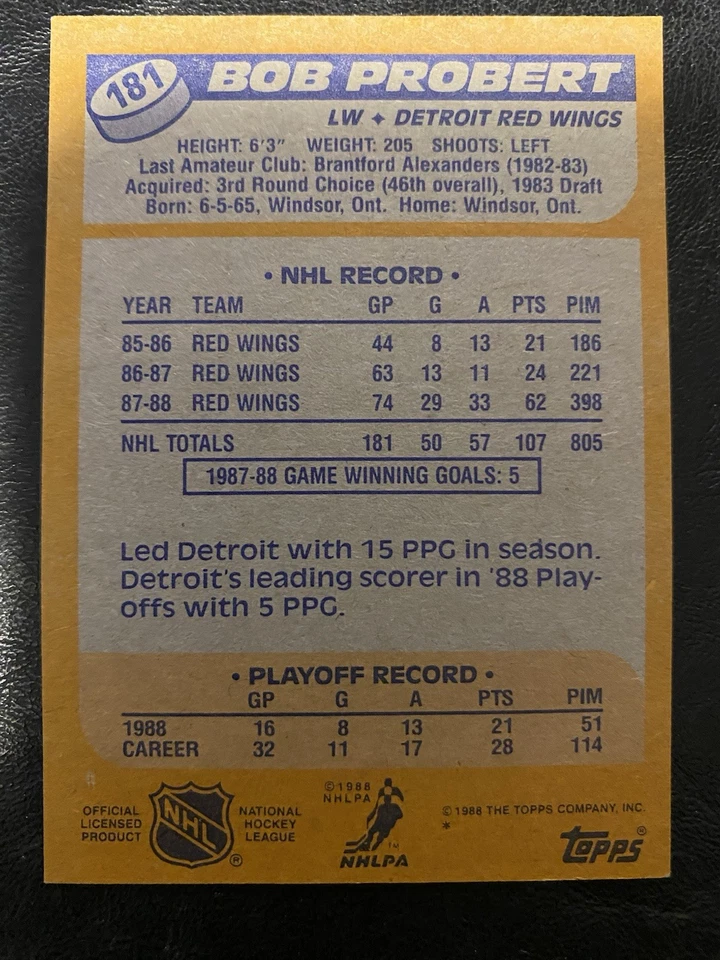 Bob Probert Rookie - Image 2 of 2