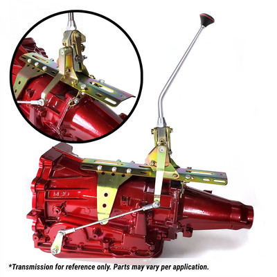 Chrysler 45/545RFE Dual Action Shifter Kit 16'' Arm w/ Bend and Black Knob rod