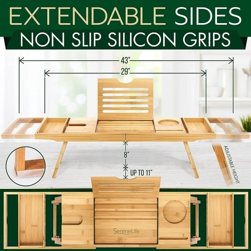 SereneLife Bath Caddy Tray - Thumbnail 5