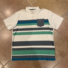 Nike Golf Tour Performance Dri-Fit Polo Striped Shirt stained 