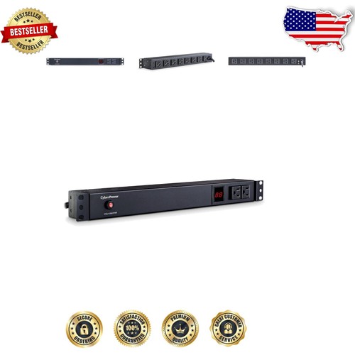 Rack-Mountable 10-Outlet Metered PDU with Digital Amperage Meter and Cord Tray
