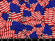 Tina Scrap 9"x21" Red Blue American Flag God Stripe Star Military Cotton Fabric