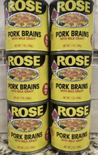 6 Cans Rose Pork Brains with Milk Gravy 7 Oz Can Pig Breakfast Eggs 10/26