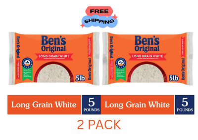 (2 PACK) BEN'S ORIGINAL Enriched Long Grain White Rice, Parboiled Rice, 5 LB Bag