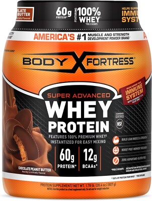 Body Fortress Super Advanced Whey Protein Powder, Chocolate Peanut Butter, 60g..