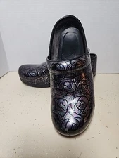 DANSKO Womens Abstract IRIDESCENT Floral Design Patent Clog SIZE 39