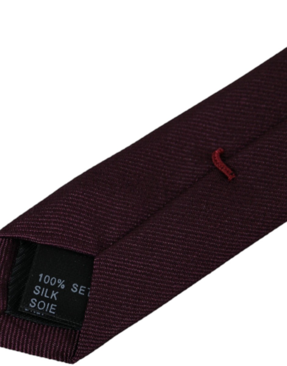 DOLCE & GABBANA Tie Bordeaux Solid 100% Silk Adjustable Men