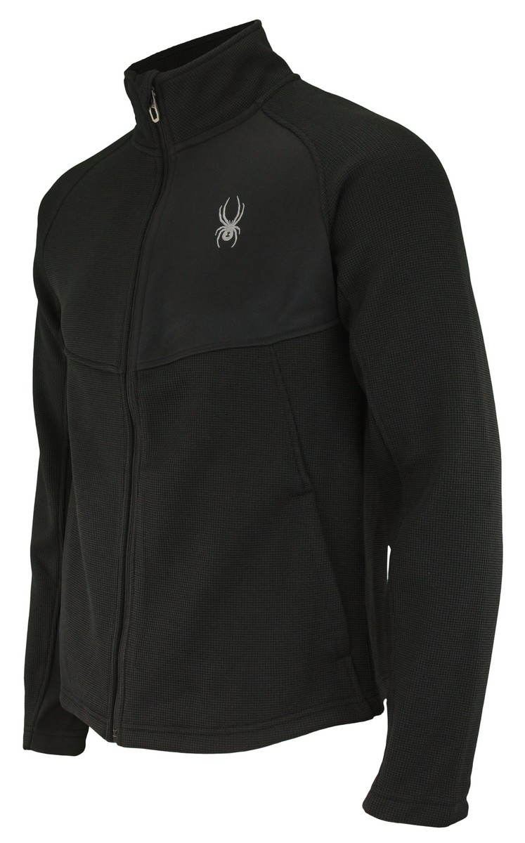 Spyder Mens Black Color Block Full Zip Sweater Jacket Ski