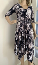 Simply Vera Wang Abstract XS/S/M Dress 3/4 Sleeves Fit Flare V-neck Pockets