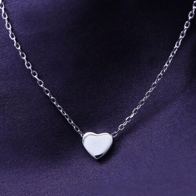 Tiny LOVE GIFT Heart Pendant 18'' Necklace in 14K Gold Plated 925 Sterling Silver