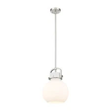 Innovations Newton Sphere 1-Lt 10" Stem Pendant, SN/MWG - 410-1SM-SN-G410-10WH