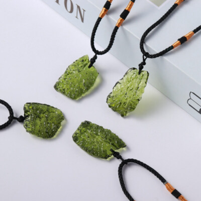 AAA Natural Green Moldavite Meteorite Impact Glass Czech Pendant Chakra Necklace
