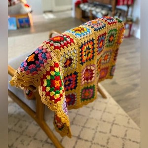 Granny Square Throw Blanket “Rosanne Style” 41”/68” approx