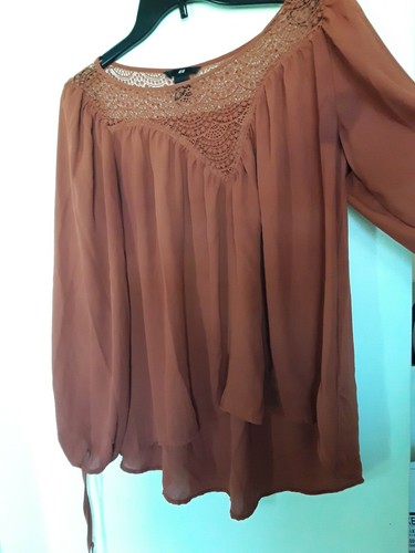 H & M Women's Size 2 Brick Orange 3/4 Sleeve Casual Blouse Top - Imagen 5 de 5