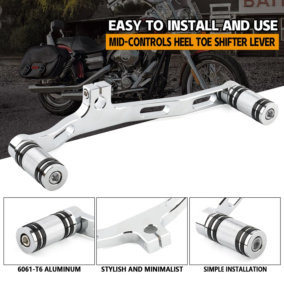 Mid-Control Heel Toe Shift Lever Pegs For Harley Dyna Glide Fat Bob Street Bob - Imagem 2 de 4