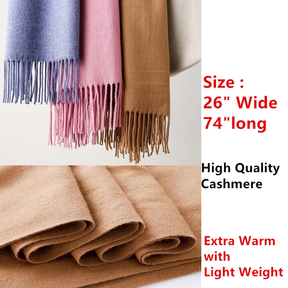 Mens Womens Oversize 100% Cashmere Scotland Wool Blanket Shawl Wrap Solid Scarf - Image 3 of 4