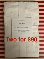 Crate&Barrel European Flax Linen Sham (Standard/Warm White/602-393)