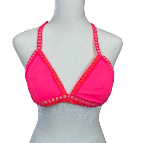 Victorias Secret Crochet Lined Neon Pink Bikini Top Gem