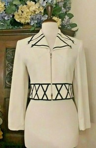 CACHE-White-amp-Black-Statement-Jacket-Cropped-Blazer-Topper-Sz-S