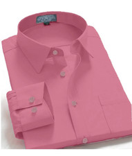 Men Dress Shirt Regular Fit Solid Color-Rose-4Xl Long Sleeve 36/37