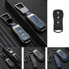 Funda protectora de cuero para llave de coche de aleación de zinc para Nissan Tiida Sentra 350Z Titan Armada
