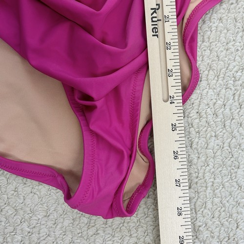J Crew Bathing Suit Womens 10 Ruched V Neck One Piece Pink Low Cut Beach Swim - Picture 11 of 14