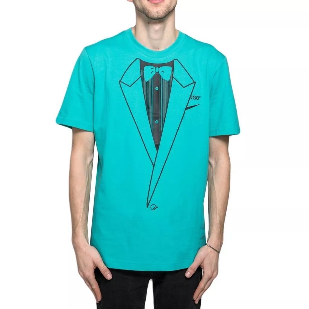 Tuxedo T-shirt with Blue Bow Tie on White