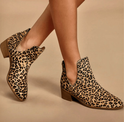 Coconuts by Matisse Leopard Calf Hair Ankle Booties size 7.5