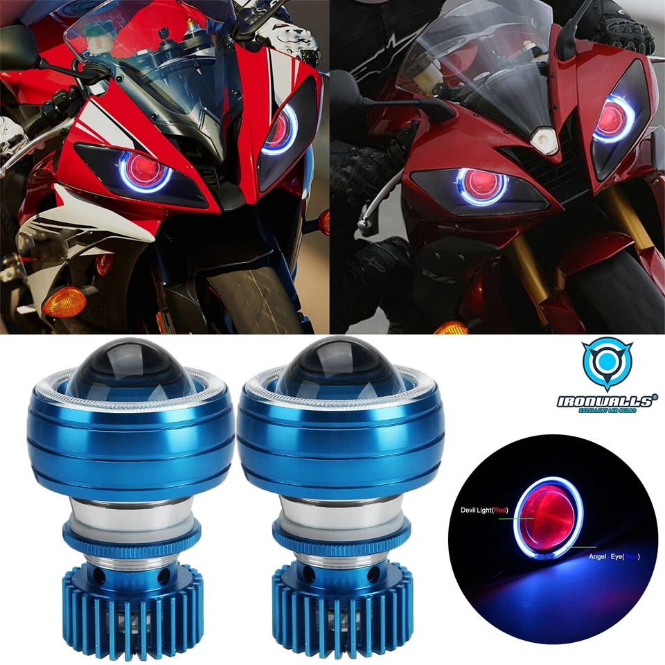 2 светодиодных прожектора фары Angel Eye Demon для Yamaha YZF R1 R6 R3 R7 1000R 700R - Изображение 2 из 4
