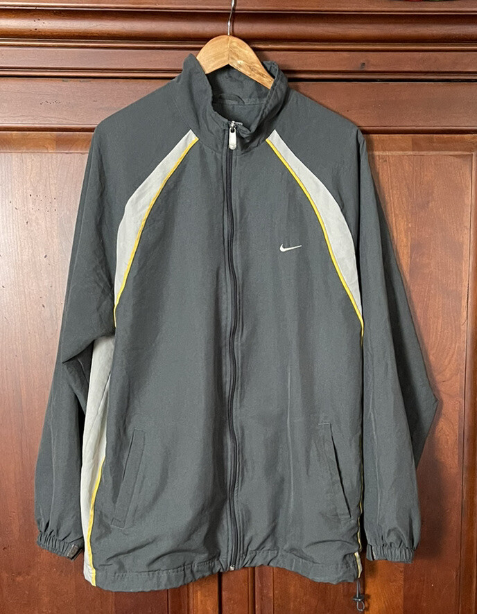 Nike Men's Size XXL full Zip Gray & Yellow Polyester Jacket With