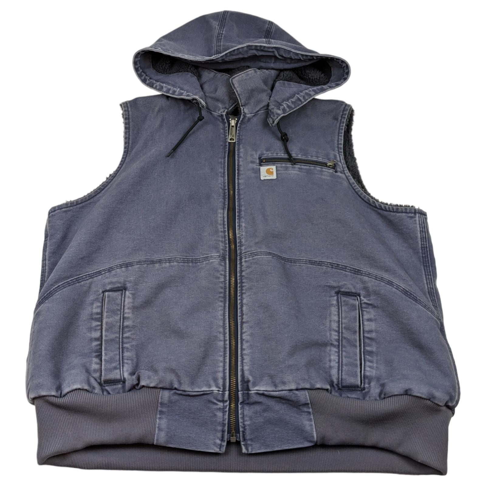 Carhartt Duck Vest Sherpa w/ Removable Hood Slate Gra… Gem