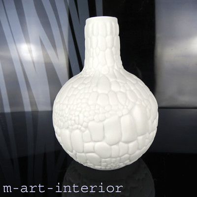AK Kaiser Reptile Skin Design, Vase 254/13, Bisquit Porzellan, Op Art um 1960-70