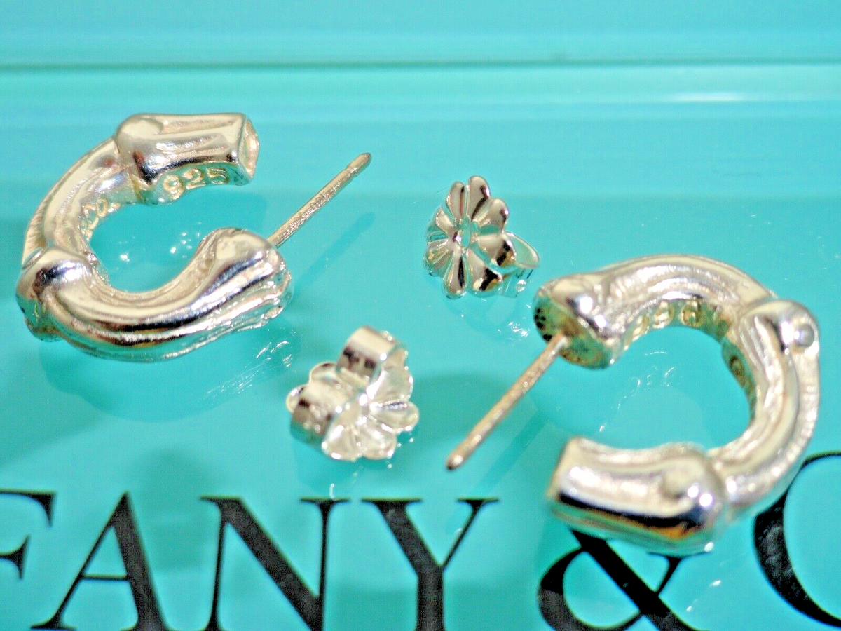 Tiffany & Co. Sterling Silver Bamboo Hoop Earrings | eBay