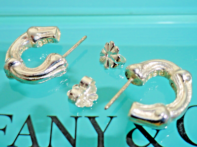 Tiffany & Co. Sterling Silver Bamboo Hoop Earrings | eBay