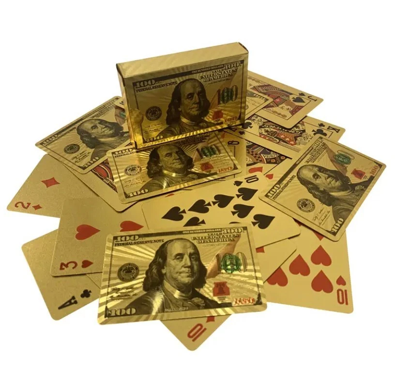 2 DECKS - $100 BILL THEME - Gold Playing Cards - Great for Poker, Magic Gifts - Image 2 of 4