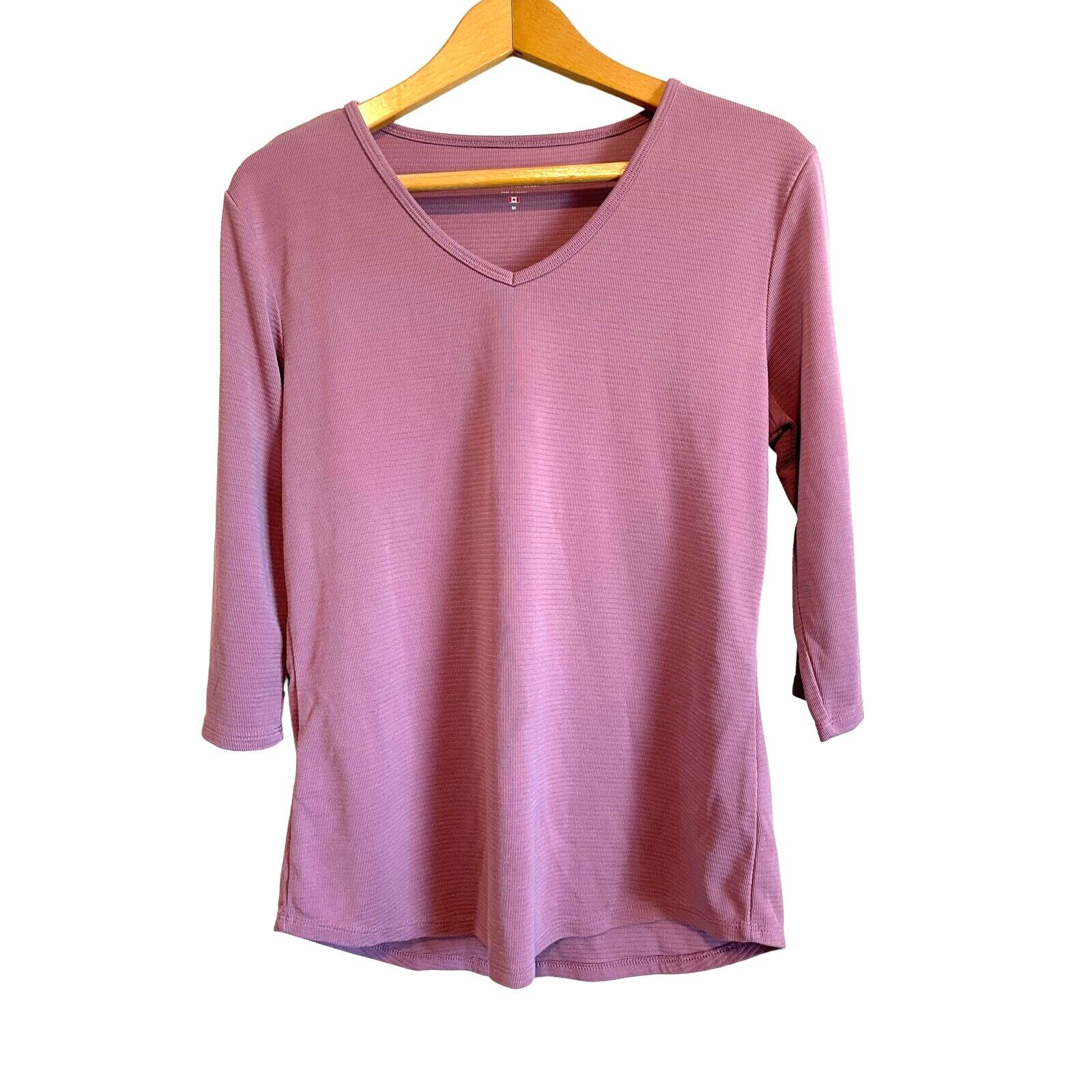 Seg'ments purple 3/4 sleeve top solid pastel texured casual Size Medium