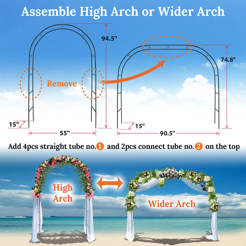 Heavy Duty Metal Garden Arch Pergola Pavilion Outdoor Yard Plant Climbing Stand - image 3 of 4