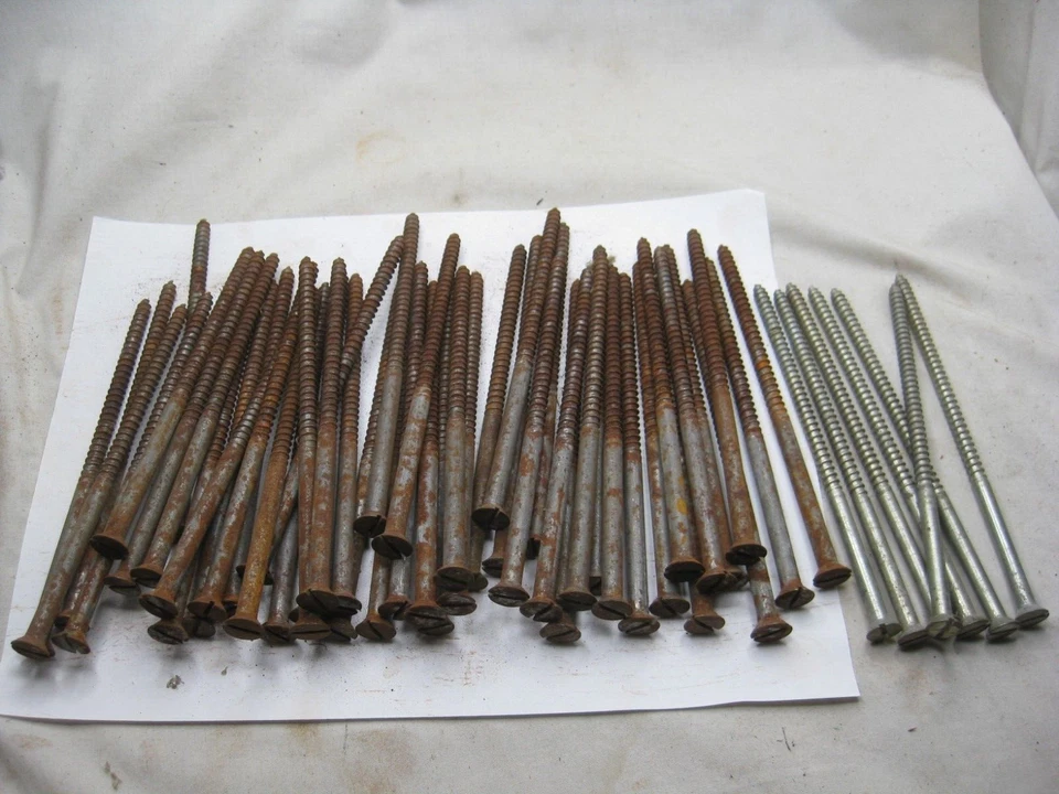 qty. 56 vintage 6 inch screws flat head slotted wood screw quality fastener - Image 2 of 4