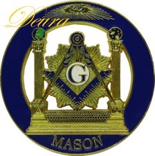 FREEMASON Masonic 3" Inch Cut out Car Auto Emblem Blue // Gold DMCE02