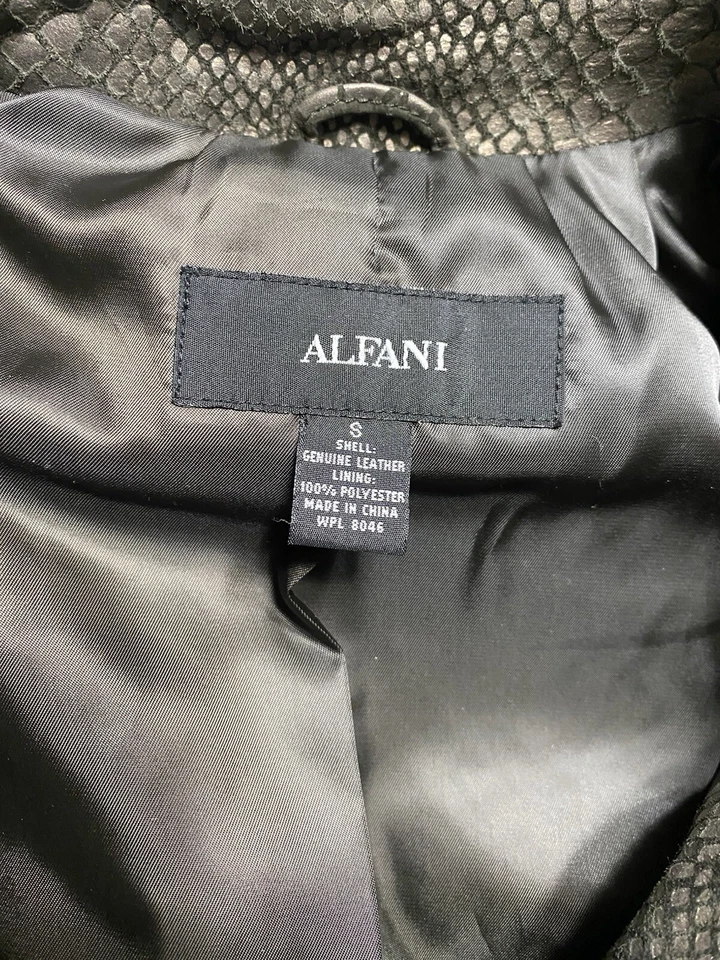 Alfani кожи Moto куртка коричневый выбитый с аллигатором, змея рептилии печати S - Изображение 4 из 4