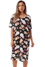 Women's 100 Cotton Sleep Dress Holiday Nightgown 1X Plus Black - Holiday Mixed
