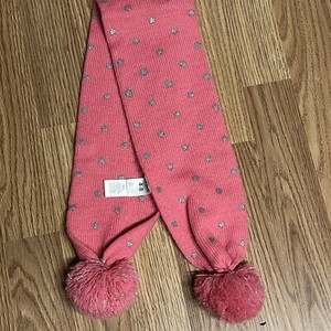 Carters Pink Polka Dot Pom Pom Scarf ages 4 to 8 Playful Winter Core Playful