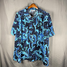 Vintage Personal Touch Shirt Womens XXL Blue Button Up Short Sleeve USA Made