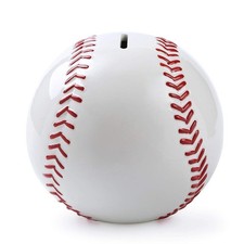 Ceramic Large White Baseball Piggy Bank for Boys, Sports Coin Bank, Bedroom D...