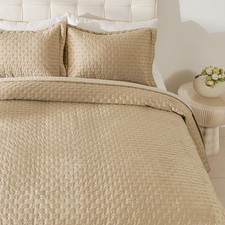 Luxury Velvet Quilt Set King Size,Reversible Quilted Lightweight Velvet