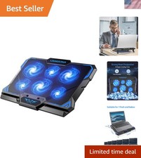 Laptop Cooling Pad, Laptop Cooler with 6 Quiet Led Fans for 15.6-17 Inch Lapt...