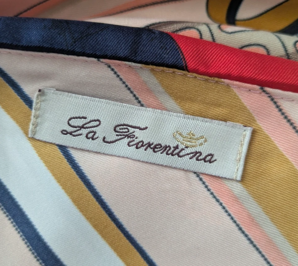 Poncho satinado caballo ecuestre estampado bastón La Fiorentina talla única rosa navegación Foto 3 de 4