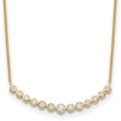 14k Gold 1/2 Kt Lab gezüchteter Diamant VS D E F abgestuft gebogen Stab Halskette 18''