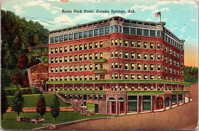 Vintage Postcard BASIN PARK HOTEL Eureka Springs AR DivBk StdSz 1 cent Stamp USA