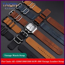 Vintage Leather Watch Strap for Casio AE-1200 1300 1500 W218H SGW 18mm Band